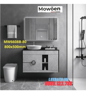 Bộ tủ chậu cao cấp đèn Led Mowoen MW6608B-80 800x500mm