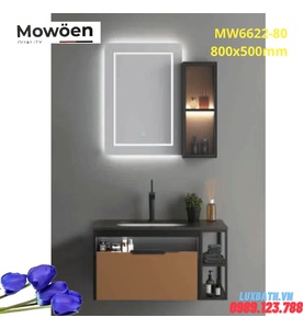 Bộ tủ chậu cao cấp đèn Led Mowoen MW6622-80 800x500mm