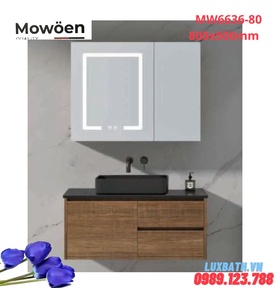 Bộ tủ chậu cao cấp đèn Led Mowoen MW6636-80 800x500mm  