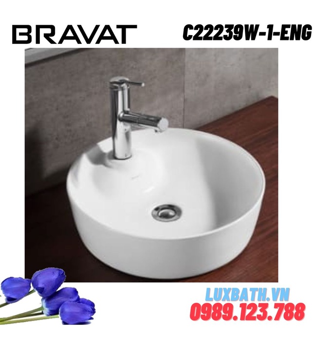 Chậu rửa mặt dương bàn cao cấp BRAVAT C22239W-1-ENG