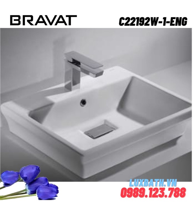 Chậu rửa mặt bán dương cao cấp BRAVAT C22192W-1-ENG