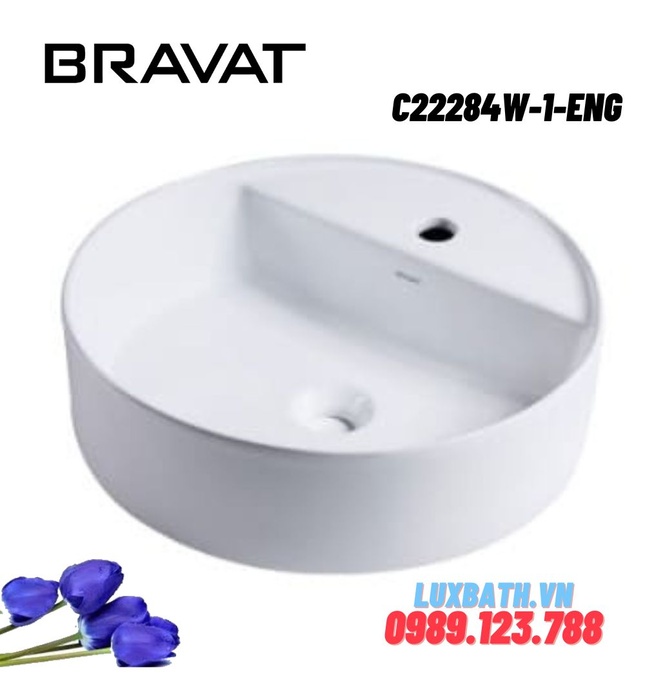 Chậu rửa mặt dương bàn cao cấp BRAVAT C22284W-1-ENG