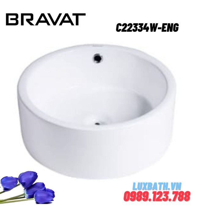 Chậu rửa mặt dương bàn cao cấp BRAVAT C22334W-ENG
