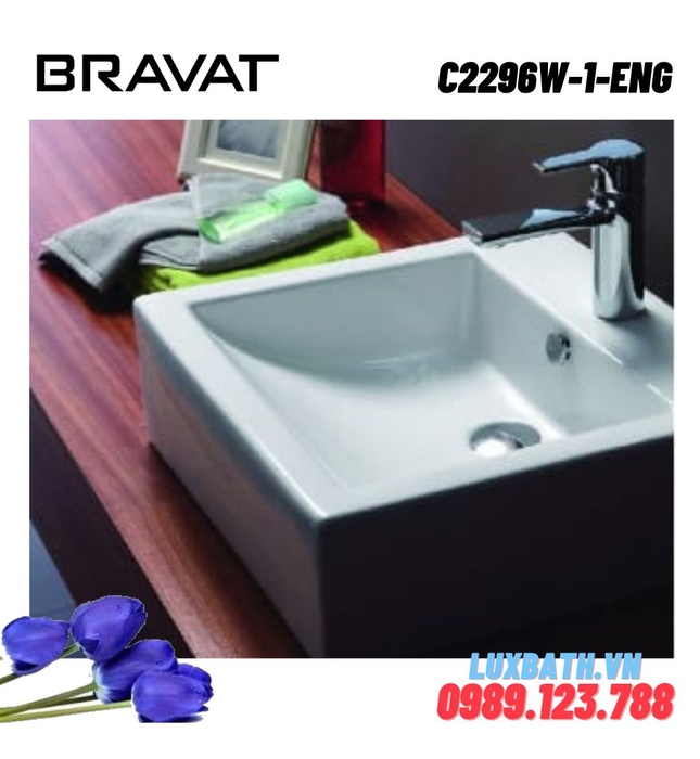 Chậu rửa mặt dương bàn cao cấp BRAVAT C2296W-1-ENG