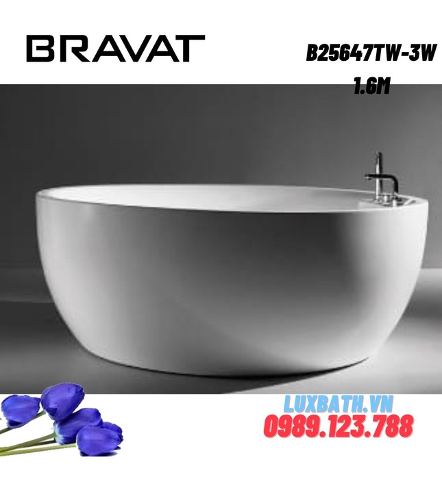 Bồn tắm đặt sàn cao cấp BRAVAT B25647TW-3W 1.6m