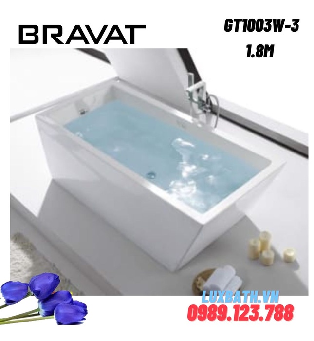 Bồn tắm đặt sàn cao cấp BRAVAT GT1003W-3 1.8m