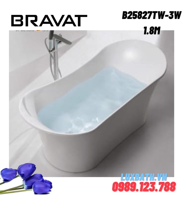 Bồn tắm đặt sàn cao cấp BRAVAT B25827TW-3W 1.8m