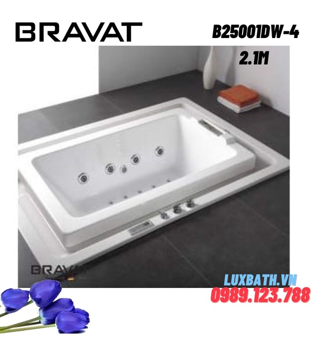 Bồn tắm âm sàn massage cao cấp BRAVAT B25001DW-4 2.1m