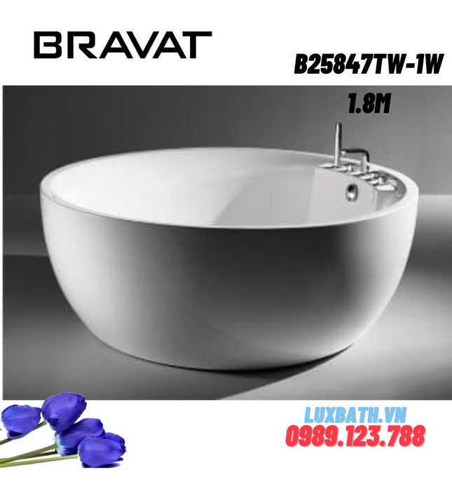 Bồn tắm đặt sàn cao cấp BRAVAT B25847TW-1W 1.8m