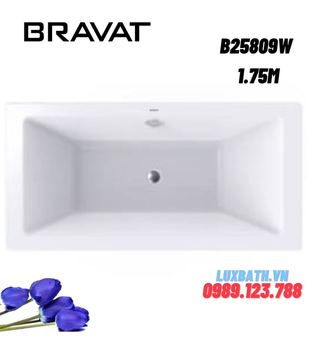 Bồn tắm âm sàn cao cấp BRAVAT B25809W 1.75m