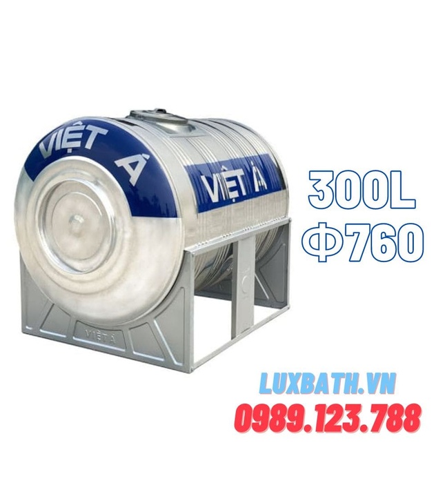 Bồn Nước Inox SUS304 Việt Á 300L Nằm Ngang