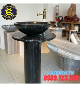 Chậu + Chân Trụ Kê Lavabo Đen Viêt Nam Eximstone