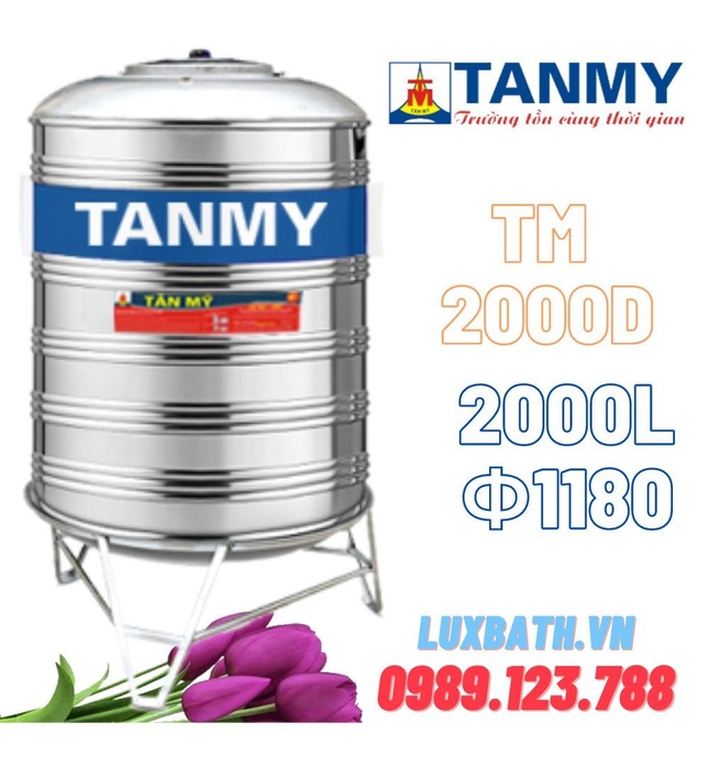 Bồn Nước Inox Tân Mỹ 2000L Đứng TM 2000D F1180