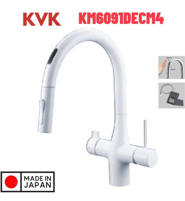 Vòi Rửa Bát Cảm Ứng Nhật Bản Nội Địa KVK KM6091DECM4 Dùng Pin