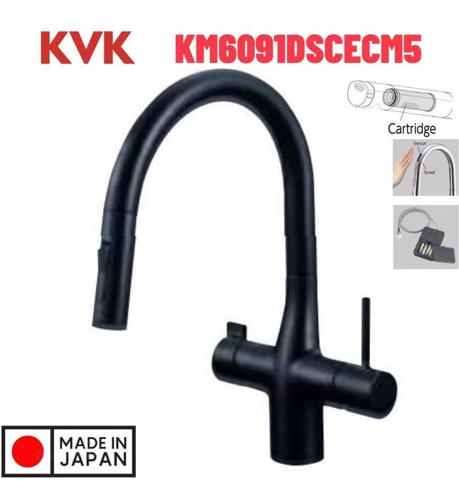 Vòi Rửa Bát Cảm Ứng Nhật Bản KVK KM6091DSCECM5 Dùng Pin Có Lõi Lọc