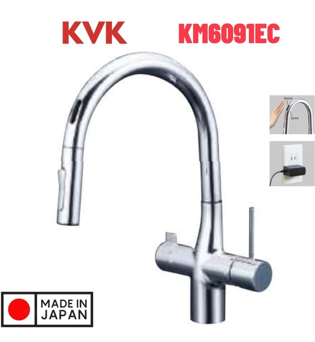 Vòi Rửa Bát Lõi Lọc Cảm Ứng Nhật Bản Nội Địa KVK KM6091EC Dùng Điện