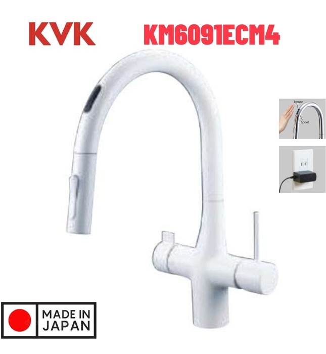 Vòi Rửa Bát Lõi Lọc Cảm Ứng Nhật Bản Nội Địa KVK KM6091ECM4 Dùng Điện