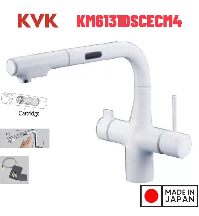 Vòi Rửa Bát Cảm Ứng Nhật Bản KVK KM6131DSCECM4 Dùng Pin Có Lõi Lọc