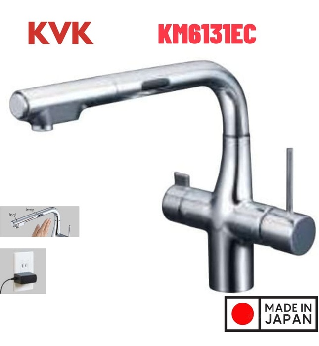 Vòi Rửa Bát Lõi Lọc Cảm Ứng Nhật Bản KVK KM6131EC Dùng Điện