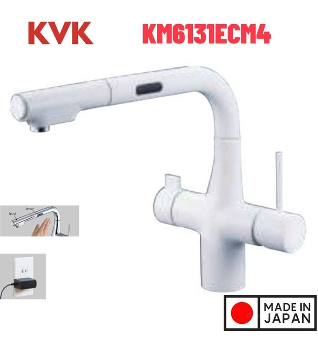Vòi Rửa Bát Lõi Lọc Cảm Ứng Nhật Bản KVK KM6131ECM4 Dùng Điện