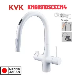 Vòi Rửa Bát Cảm Ứng Dùng Pin Nhật Bản Nội Địa KVK KM6091DSCECM4 Có Lõi Lọc