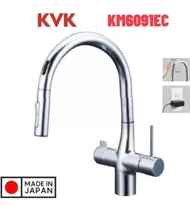 Vòi Rửa Bát Lõi Lọc Cảm Ứng Nhật Bản Nội Địa KVK KM6091EC Dùng Điện