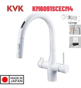 Vòi Rửa Bát Cảm Ứng Nhật Bản Nội Địa KVK KM6091SCECM4 Dùng Điện Có Lõi Lọc