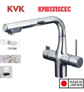 Vòi Rửa Bát Cảm Ứng Nhật Bản KVK KM6131SCEC Dùng Điện Có Lõi Lọc