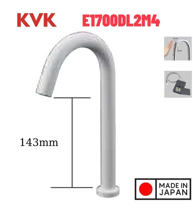  KVK 洗面 化粧室 センサー付き水栓 カラー マットブラック ロング - 1