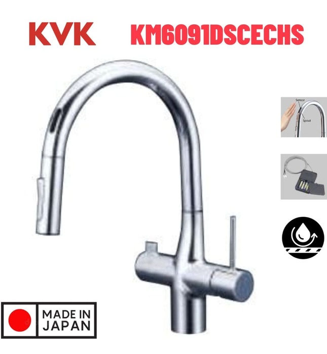 Vòi Bếp Cảm Ứng Kháng Khuẩn Nhật Bản KVK KM6091DSCECHS Dùng Pin