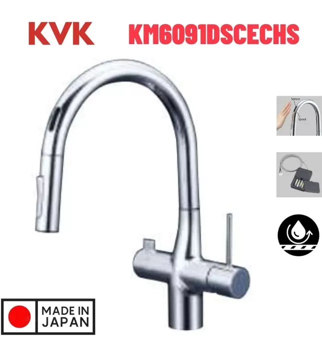 Vòi Bếp Cảm Ứng Kháng Khuẩn Nhật Bản KVK KM6091DSCECHS Dùng Pin