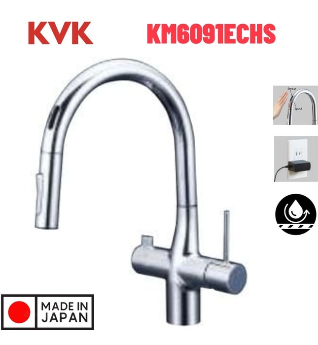 Vòi Bếp Lõi Lọc Cảm Ứng Nhật Bản KVK KM6091ECHS Dùng Điện