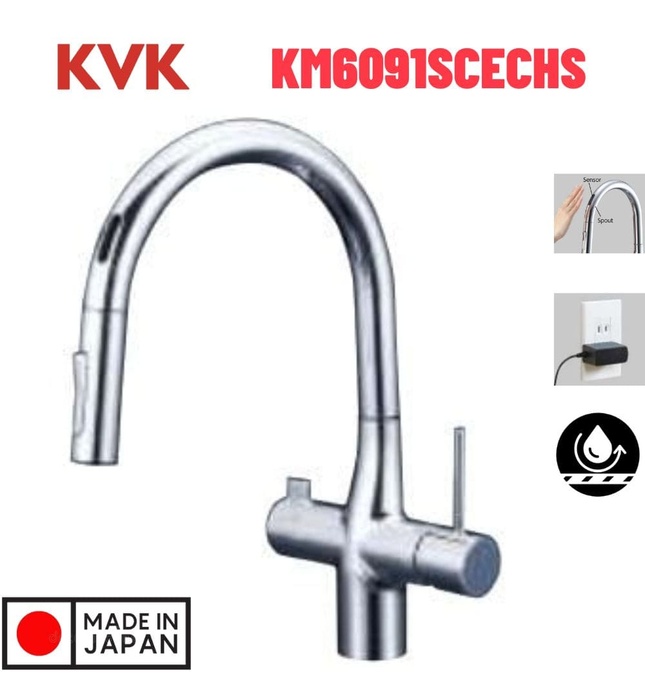 Vòi Bếp Cảm Ứng Kháng Khuẩn Nhật Bản KVK KM6091SCECHS Dùng Điện