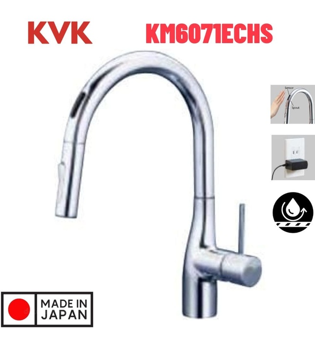 Vòi Bếp Cảm Ứng Kháng Khuẩn Nhật Bản KVK KM6071ECHS Dùng Điện