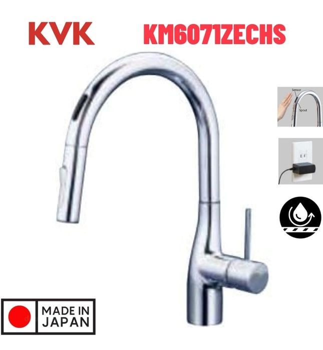 Vòi Bếp Cảm Ứng Kháng Khuẩn Nhật Bản KVK KM6071ZECHS Dùng Điện