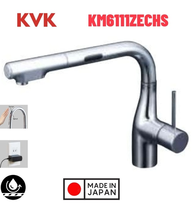 Vòi Bếp Cảm Ứng Kháng Khuẩn Nhật Bản KVK KM6111ZECHS Dùng Điện