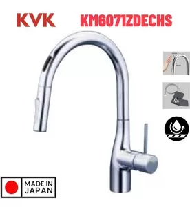 Vòi Bếp Cảm Ứng Kháng Khuẩn Nhật Bản KVK KM6071DECHS Dùng Pin