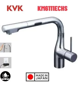 Vòi Bếp Cảm Ứng Kháng Khuẩn Nhật Bản KVK KM6111ECHS Dùng Điện