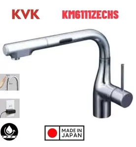 Vòi Bếp Cảm Ứng Kháng Khuẩn Nhật Bản KVK KM6111ZECHS Dùng Điện