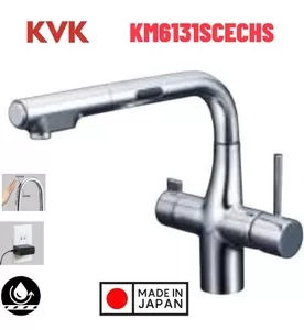 Vòi Bếp Cảm Ứng Kháng Khuẩn Nhật Bản KVK KM6131SCECHS Dùng Điện