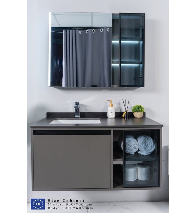 Bộ tủ chậu cao cấp đèn Led Mowoen MW6635B-100 100x50cm