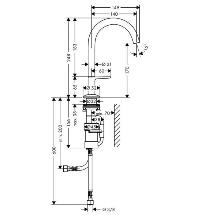 Vòi Lavabo Rửa Mặt Nóng Lạnh Đức Axor One 48020000