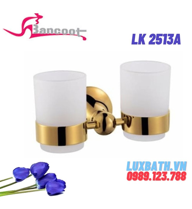 Kệ cốc đánh răng đôi inox mạ vàng Bancoot LK 2504A