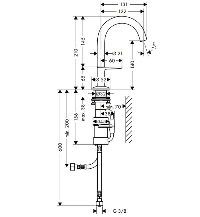 Vòi Lavabo Rửa Mặt Nóng Lạnh Đức Axor One 48010000