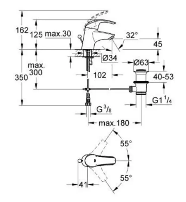 Vòi Chậu Lavabo Nóng Lạnh Đức Grohe 33265001
