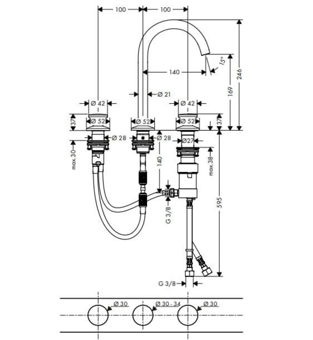 Vòi Lavabo Rửa Mặt Nóng Lạnh Đức Axor One 48070830