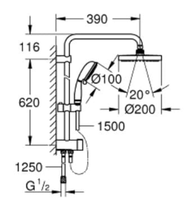 Thân Cây Sen Tắm Đứng Đức Grohe 27399001