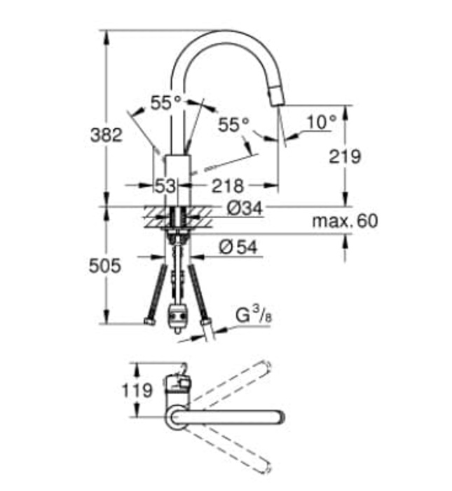 Vòi Chậu Rửa Bát Tay Gạt Đức Grohe 31481000