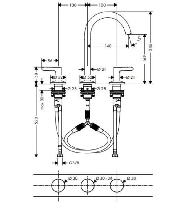 Vòi Lavabo Rửa Mặt Nóng Lạnh Đức Axor One 48050830
