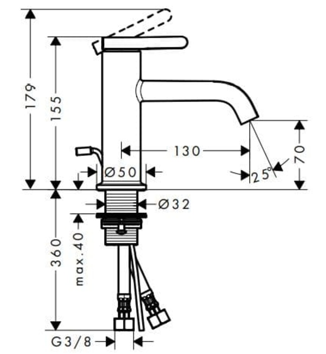 Vòi Lavabo Rửa Mặt Nóng Lạnh Đức Axor One 48000310